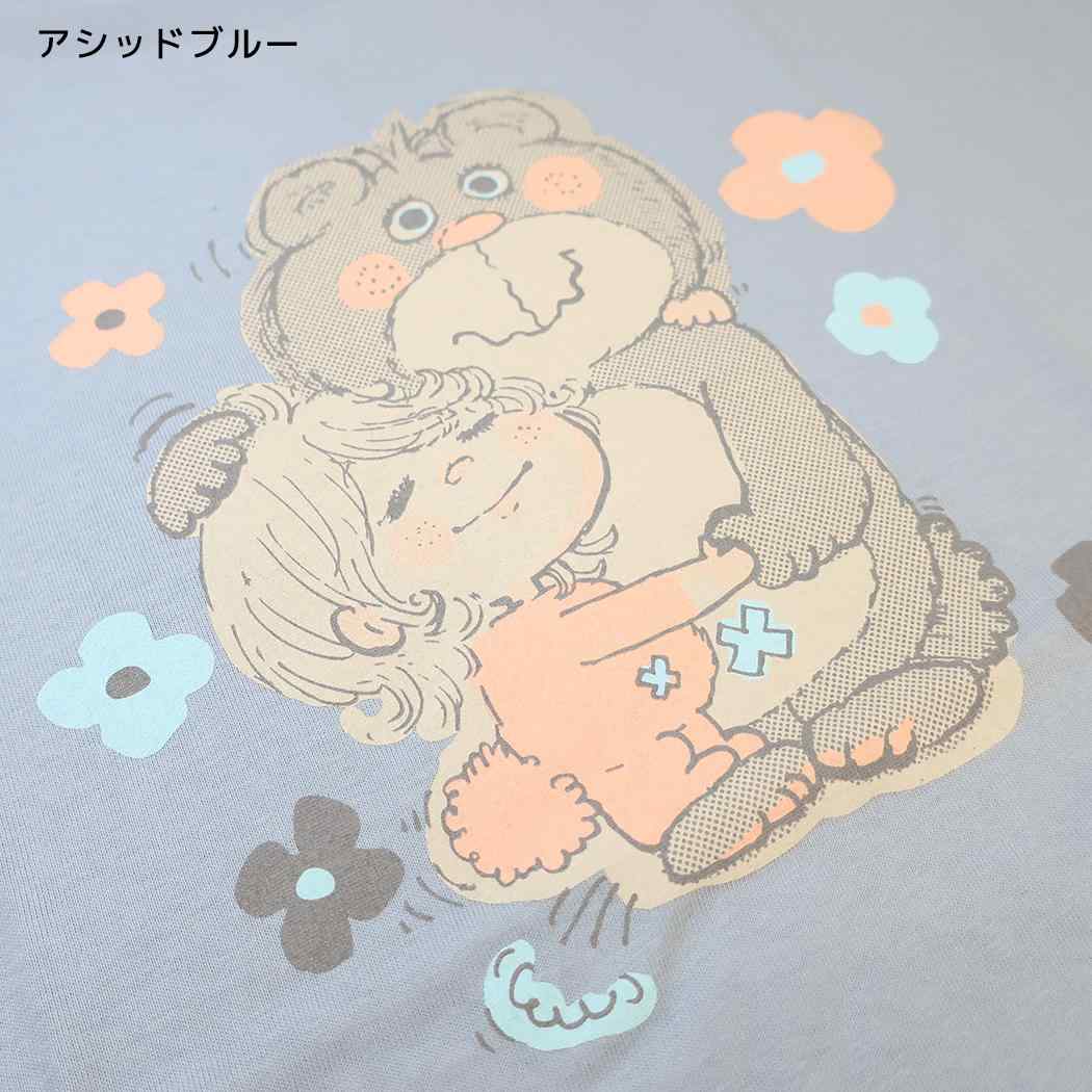 水森亜土 Tシャツ レディース T-SHIRTS クマ アシッドブルー ワタナベ