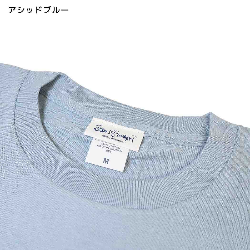 水森亜土 Tシャツ レディース T-SHIRTS クマ アシッドブルー ワタナベ