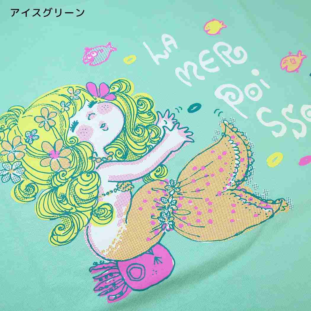 水森亜土 Tシャツ レディース T-SHIRTS ニンギョ アイスグリーン ワタナベ
