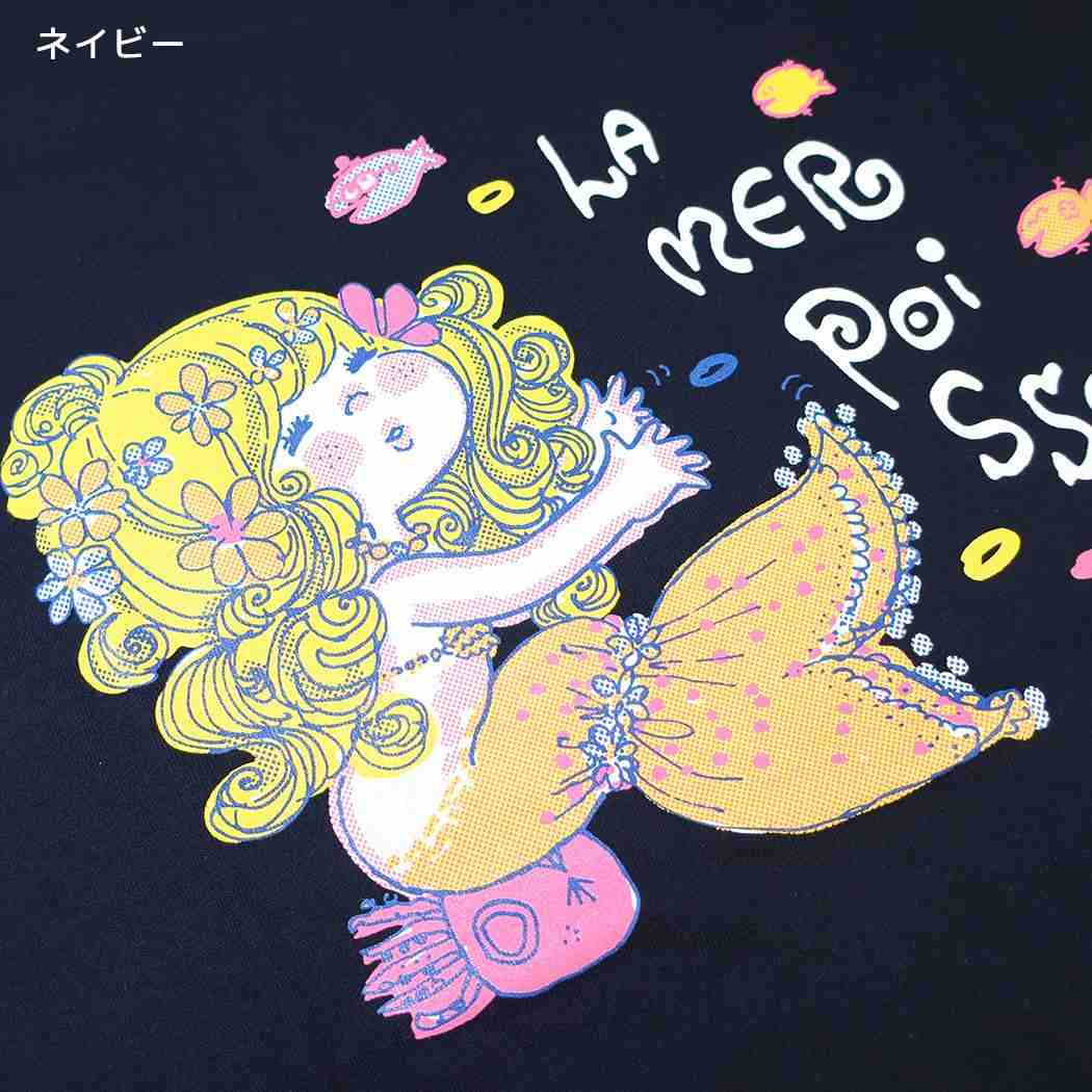 水森亜土 Tシャツ レディース T-SHIRTS ニンギョ ネイビー ワタナベ