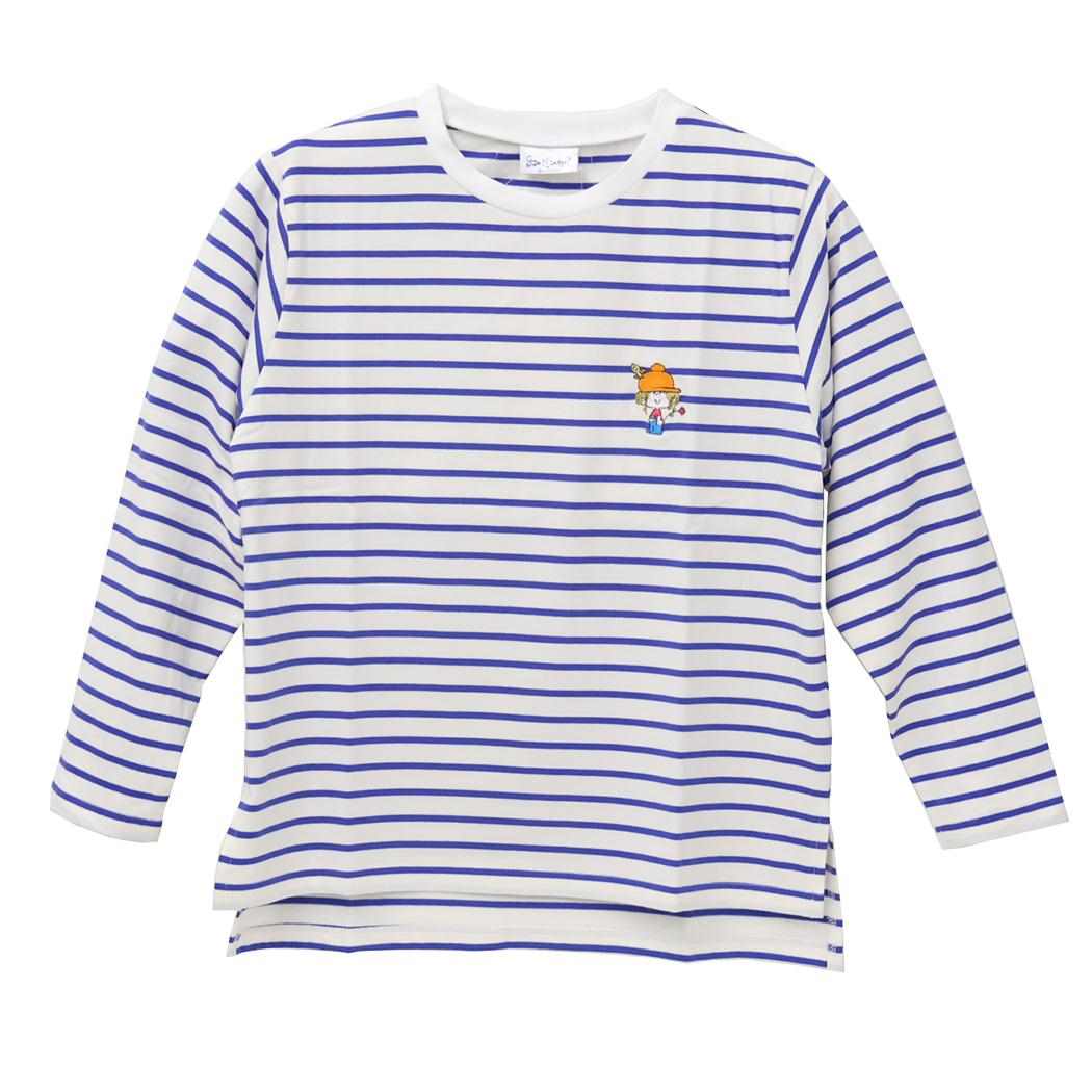 水森亜土 Tシャツ 刺繍ボーダーロンT ボウシ ワタナベ 長袖 ロングTシャツ T-SHIRTS キャラクター グッズ メール便可 シネマコレクション