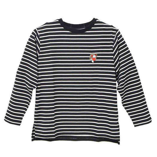 水森亜土 Tシャツ 刺繍ボーダーロンT ハート ワタナベ 長袖 ロングTシャツ T-SHIRTS キャラクター グッズ メール便可 シネマコレクション