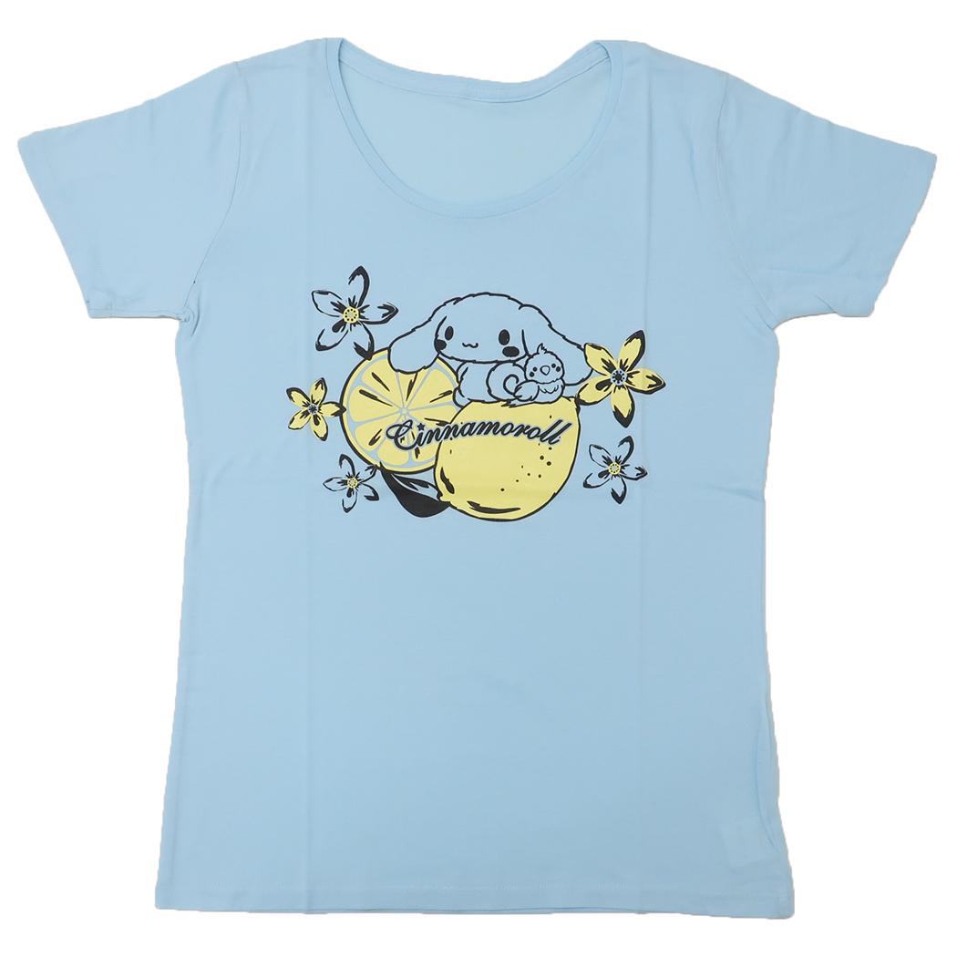 シナモロール Tシャツ レディース半袖T-SHIRTS レモン ライトブルー サンリオ ワタナベ 女性用 キャラクター グッズ メール便可 シネマコレクション