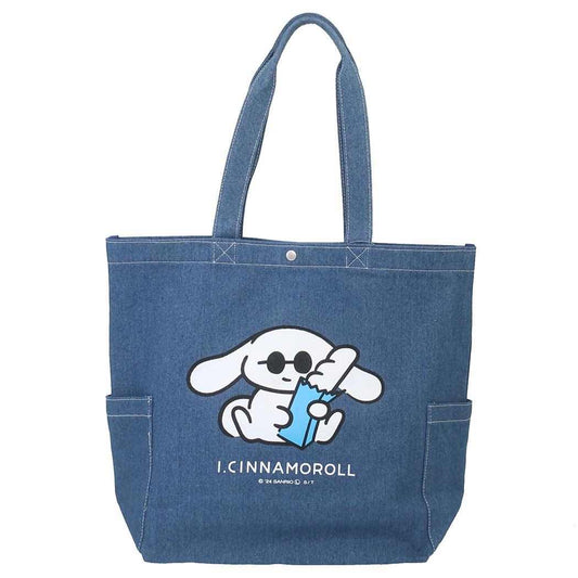 シナモロール トートバッグ デニムトートバッグ I.CINNAMOROLL サングラス サンリオ ワタナベ 手提げかばん キャラクター グッズ シネマコレクション