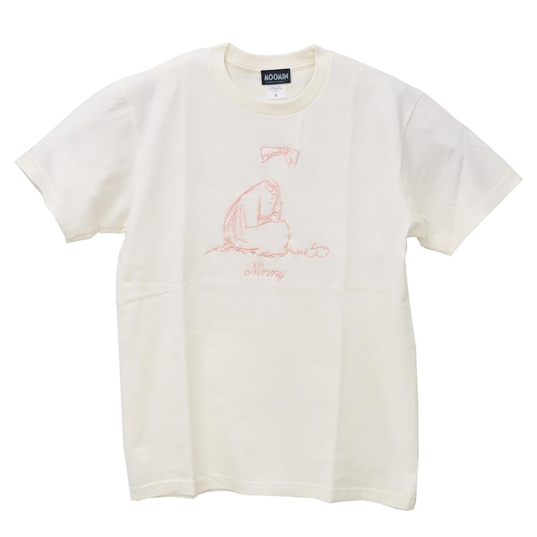 ムーミン T-SHIRTS 刺繍 Tシャツ ニンニ Mサイズ アイボリー 北欧 ワタナベ