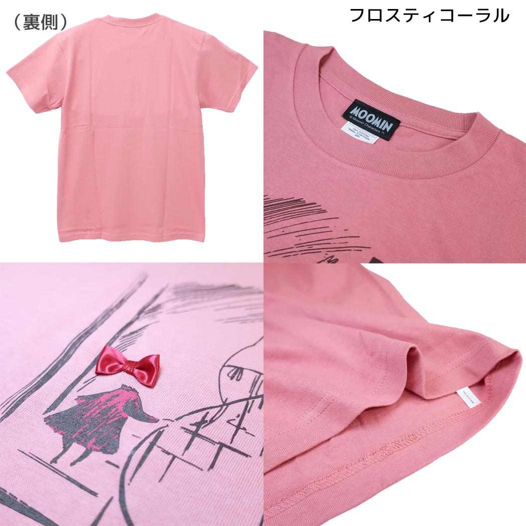 ムーミン T-SHIRTS リボン付き Tシャツ 階段 Mサイズ フロスティコーラル 北欧 ワタナベ