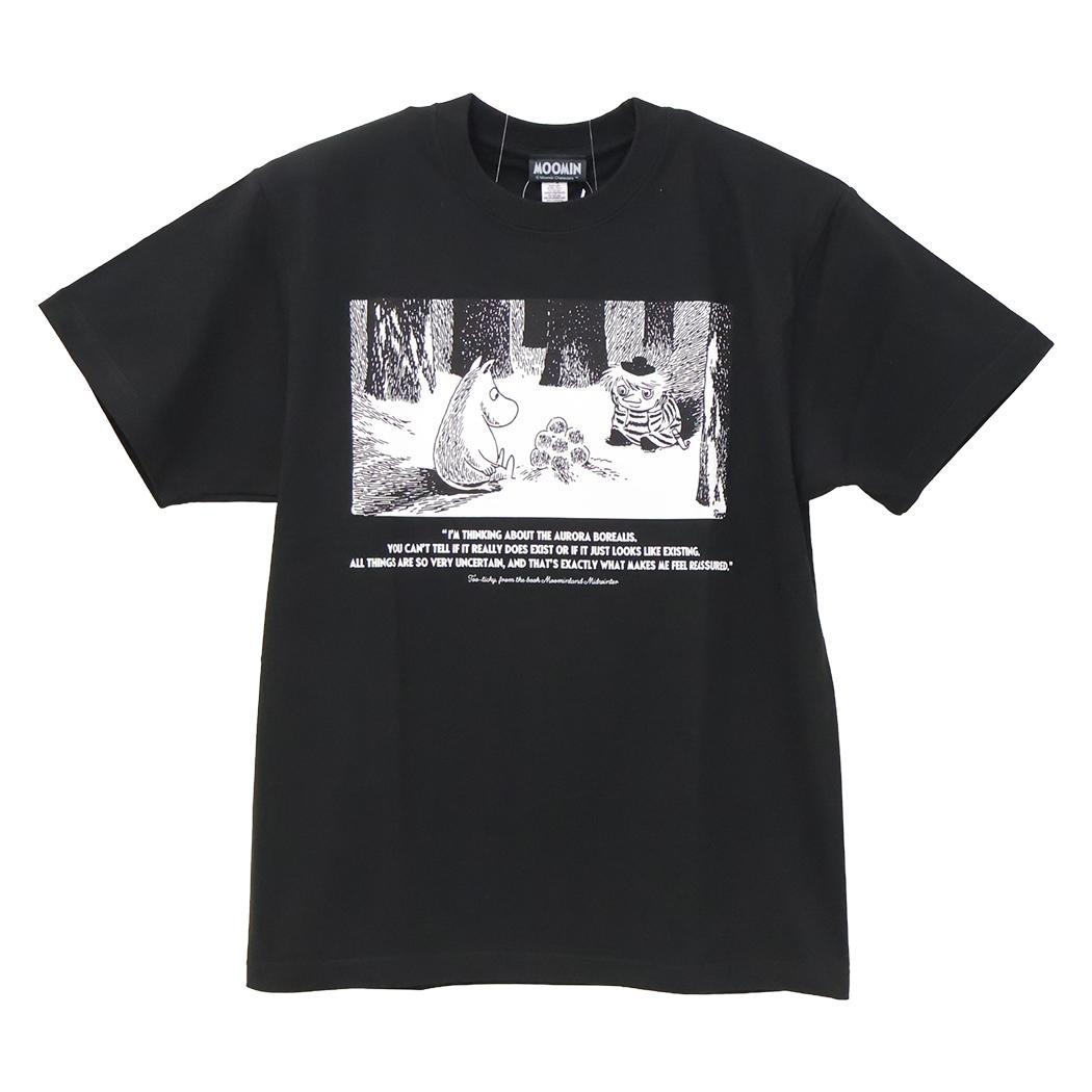 ムーミン T-SHIRTS プレミアムTシャツ 冬 ムーミン＆トゥーティッキ L ブラック 北欧 ワタナベ