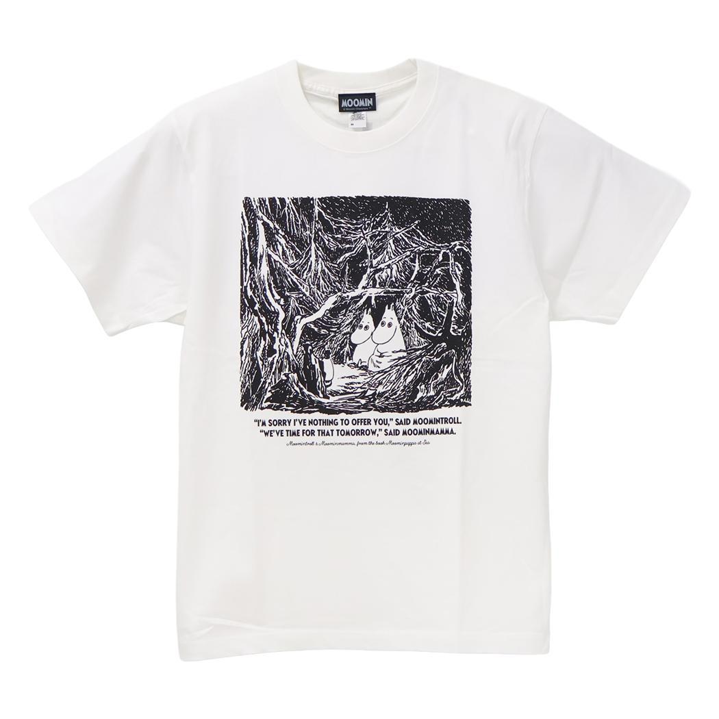 ムーミン T-SHIRTS プレミアムTシャツ 海へ行く ムーミン＆ムーミンママ M ホワイト 北欧 ワタナベ