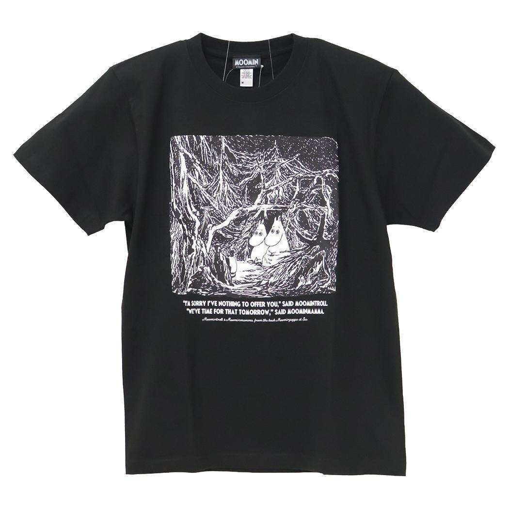 ムーミン T-SHIRTS プレミアムTシャツ 海へ行く ムーミン＆ムーミンママ M ブラック 北欧 ワタナベ