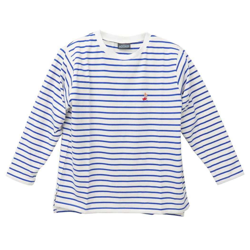 ムーミン Tシャツ 刺繍ボーダーロンT フリーサイズ リトルミイ ホワイトxブルー 北欧 ワタナベ 長袖 ロングTシャツ T-SHIRTS キャラクター グッズ メール便可 シネマコレクション