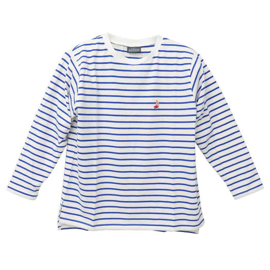 ムーミン Tシャツ 刺繍ボーダーロンT フリーサイズ リトルミイ ホワイトxブルー 北欧 ワタナベ 長袖 ロングTシャツ T-SHIRTS キャラクター グッズ メール便可 シネマコレクション