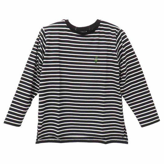 ムーミン Tシャツ 刺繍ボーダーロンT フリーサイズ スナフキン ブラックxホワイト 北欧 ワタナベ 長袖 ロングTシャツ T-SHIRTS キャラクター グッズ メール便可 シネマコレクション