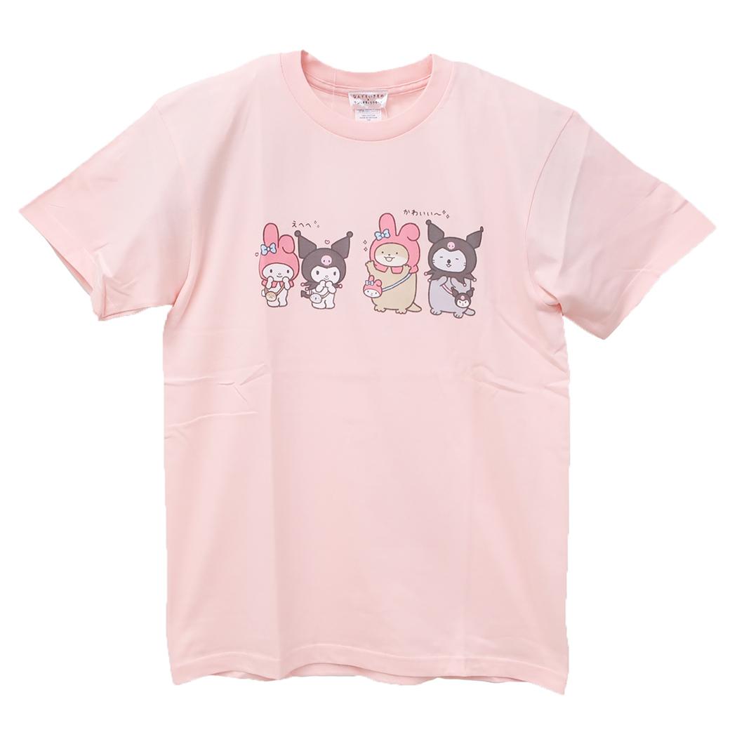 なんでもいきものxサンリオキャラクターズ Tシャツ レディース T-SHIRTS Mサイズ NMxMMKU/LPK Sanrio ワタナベ