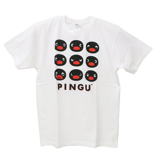 ピングー T-SHIRTS 掠れプリント Tシャツ Lサイズ カオ/ホワイト Pingu ワタナベ