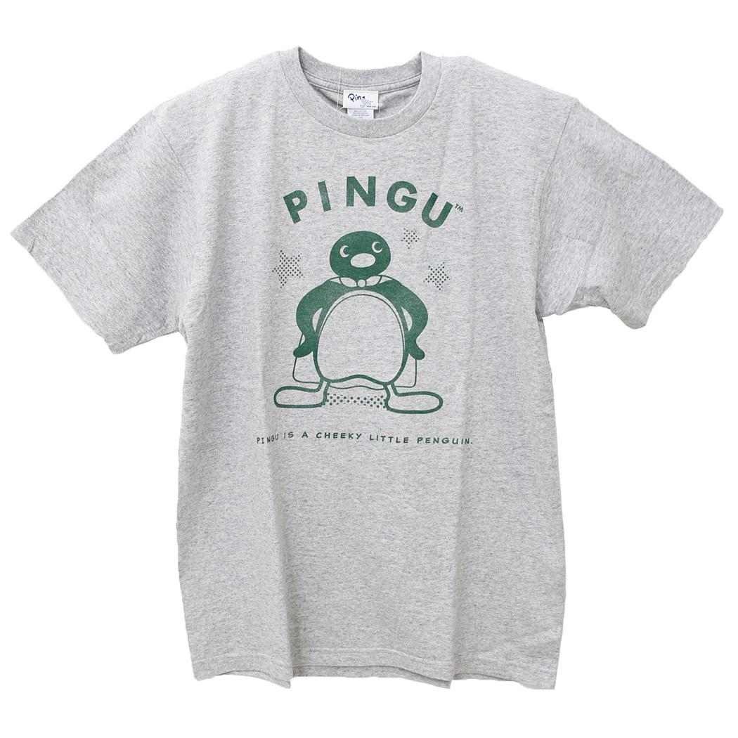 ピングー T-SHIRTS 掠れプリント Tシャツ Lサイズ マント/杢（もく）グレー Pingu ワタナベ