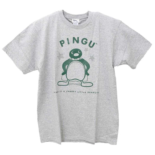 ピングー T-SHIRTS 掠れプリント Tシャツ Lサイズ マント/杢（もく）グレー Pingu ワタナベ