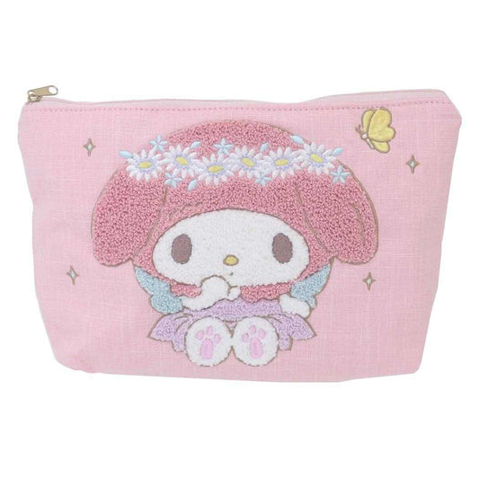 マイメロディ コスメポーチ サガラ刺繍フラットポーチ 50th Anniversary サンリオ ヤスダ通商 化粧ポーチ 小物入れ キャラクター グッズ メール便可 シネマコレクション