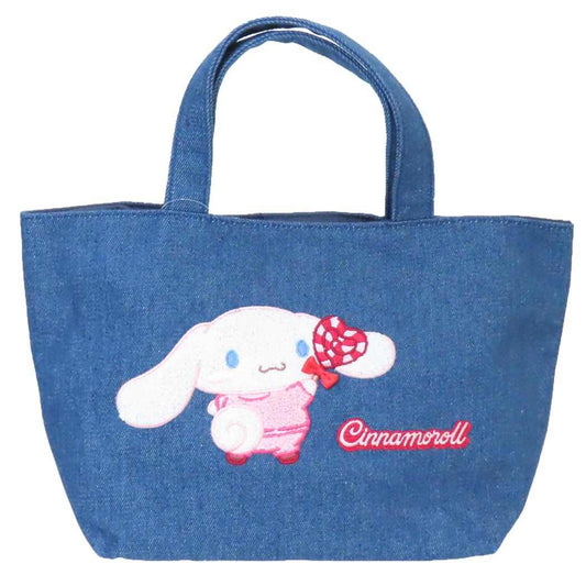 シナモロール ランチバッグ デニムサガラ刺繍トートバッグ サンリオ ヤスダ通商 お弁当かばん キャラクター グッズ メール便可 シネマコレクション