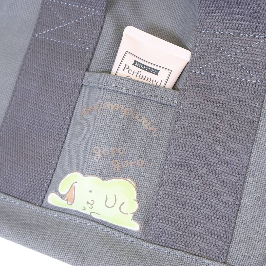 ポムポムプリン トートバッグ 帆布 仕切り ミニトートバッグ ポムポムプリン / グレー サンリオ ヤスダ通商