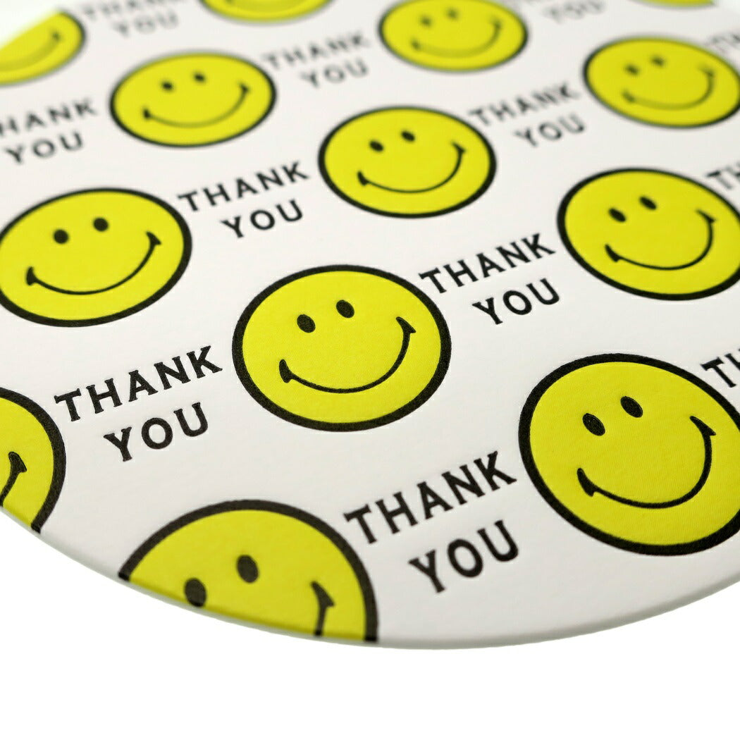 スマイリーフェイス 封筒付きグリーティングカード サンキュー グッズ メッセージカード キャラクター Smiley Face レタープレス