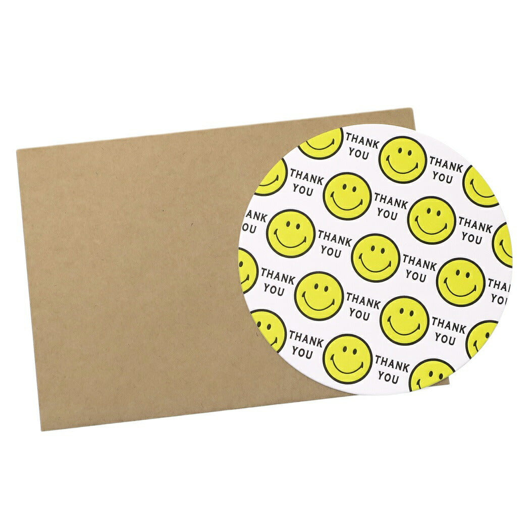 スマイリーフェイス 封筒付きグリーティングカード サンキュー グッズ メッセージカード キャラクター Smiley Face レタープレス