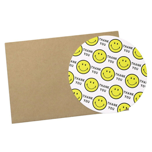 スマイリーフェイス 封筒付きグリーティングカード サンキュー グッズ メッセージカード キャラクター Smiley Face レタープレス