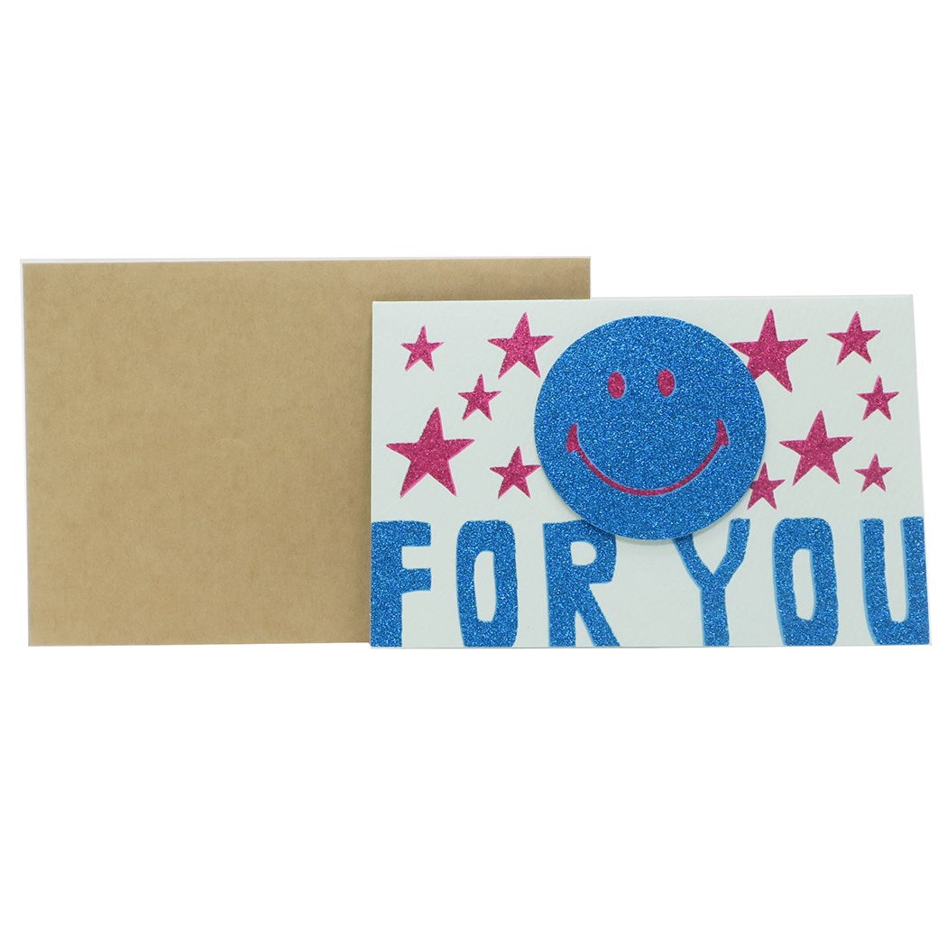 スマイリーフェイス グリッターカード FOR YOU グッズ グリーティングカード キャラクター Smiley Face 多目的