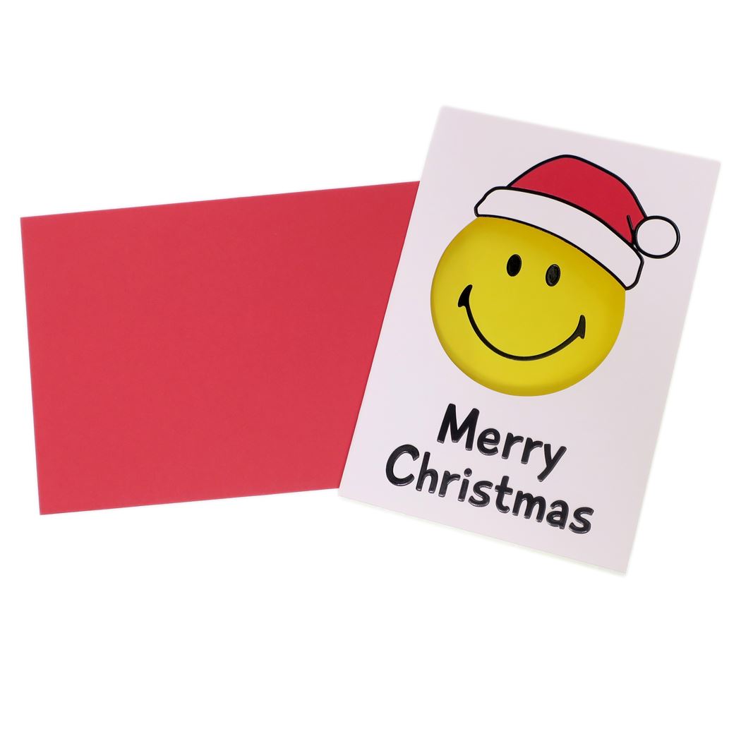 スマイリーフェイス グリーティングカード 封筒付きクリスマスカード 460 窓あき Smiley Face かわいいクリスマス プレゼント 男の