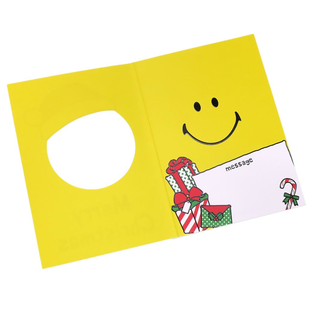 スマイリーフェイス グリーティングカード 封筒付きクリスマスカード 460 窓あき Smiley Face かわいいクリスマス プレゼント 男の