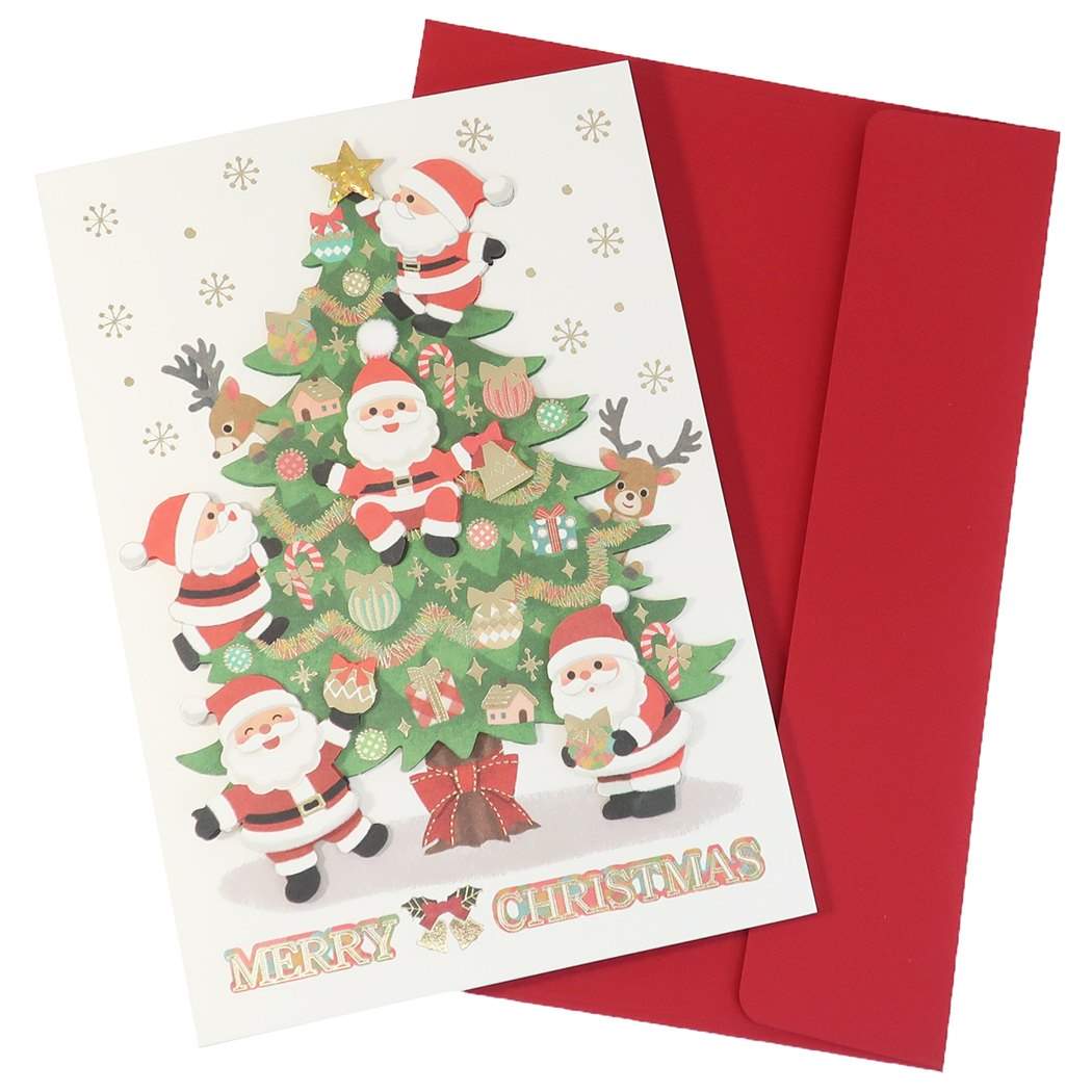 ハンドメイド クリスマスカード Xmasカード CHRISTMAS グリーティングカード サンタとトナカイ アクティブコーポレーションクリスマス プレ