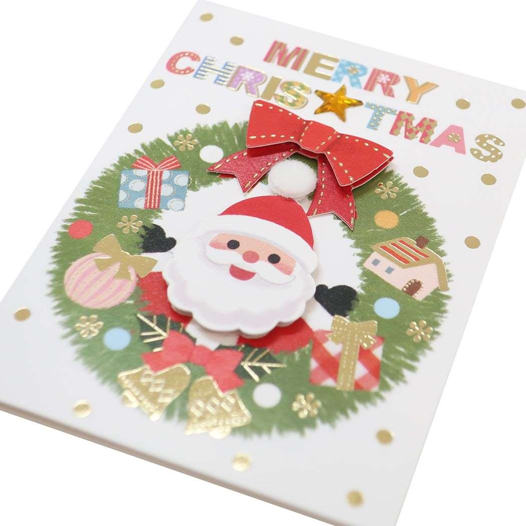 ミニグリーティングカード CHRISTMAS ハンドメイドミニクリスマスカード サンタクロース リース アクティブコーポレーションクリスマス プレゼン