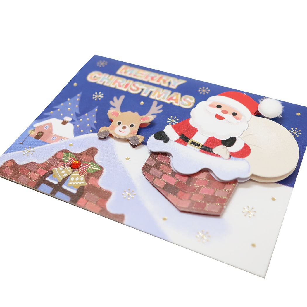 ミニグリーティングカード CHRISTMAS ハンドメイドミニクリスマスカード サンタクロース 煙突 ギフト雑貨クリスマス プレゼント 男の子