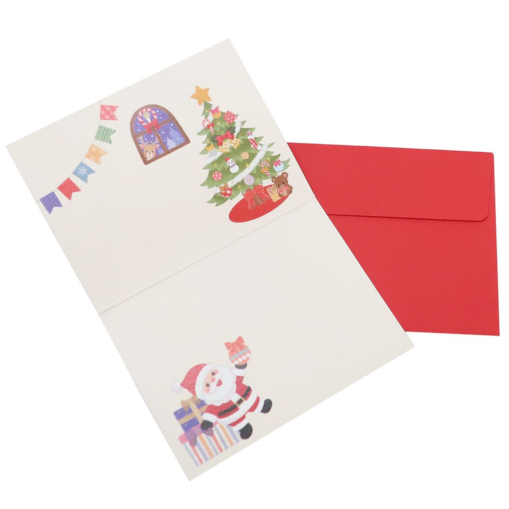 ミニグリーティングカード CHRISTMAS ハンドメイドミニクリスマスカード サンタクロース 煙突 ギフト雑貨クリスマス プレゼント 男の子