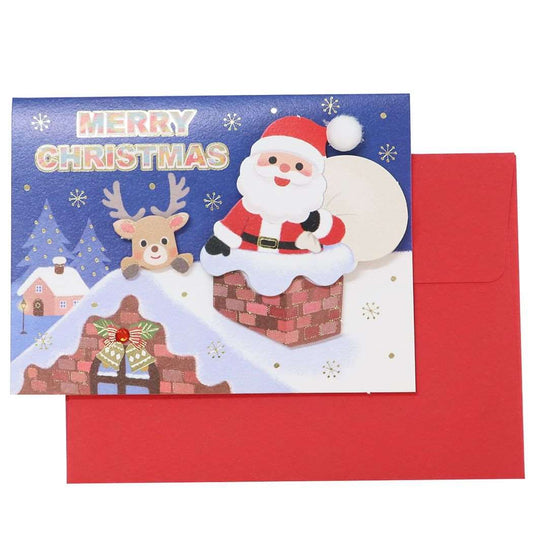 ミニグリーティングカード CHRISTMAS ハンドメイドミニクリスマスカード サンタクロース 煙突 ギフト雑貨クリスマス プレゼント 男の子