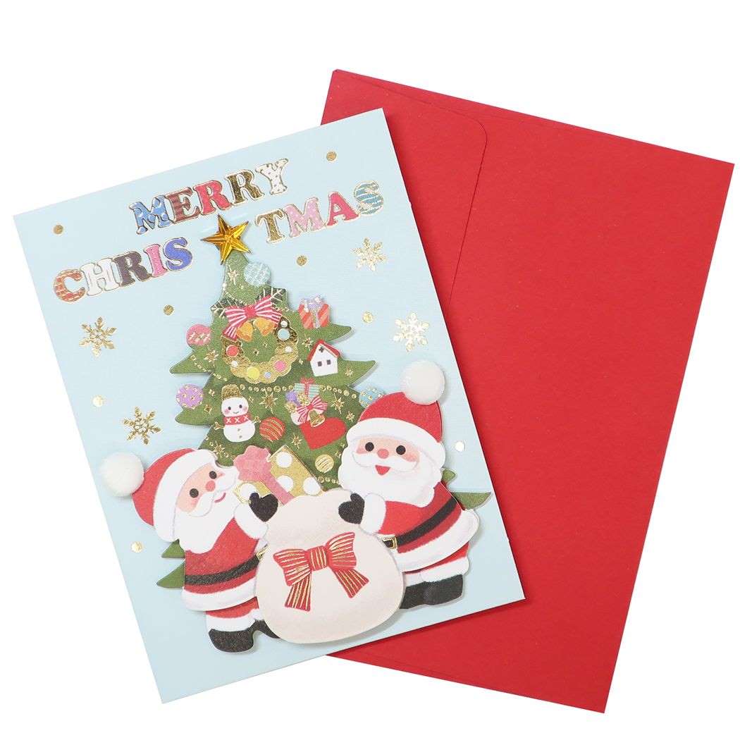 ハンドメイドミニクリスマスカード CHRISTMAS ミニグリーティングカード アクティブコーポレーション サンタクロース プレゼントクリスマス
