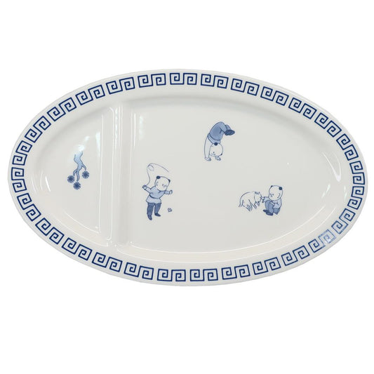 ギョウザ皿 おまち堂 中皿 唐子 紺 プレゼント グッズ 男の子 女の子 ギフト