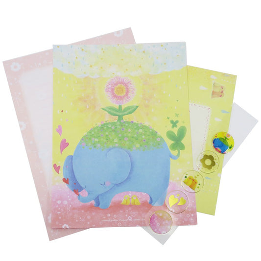 吉田麻乃 封筒 便箋 セット ゾウの草原 グッズ レターセット 手紙セット クローズピン 便箋＆封筒＆シール プレゼント 男の子 女の