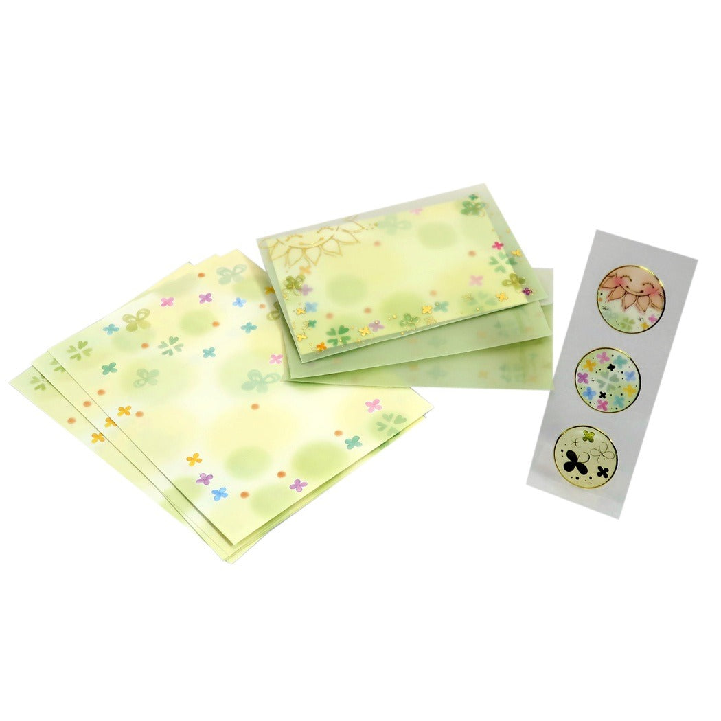 手渡し 手紙セット もん MON Series ミニ レターセット 太陽とクローバー クローズピン プレゼント 男の子 女の子 ギフト