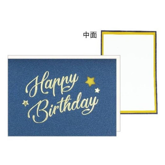 グリーティングカード フォントミニカード 誕生日 青 Happy Birthday クローズピン