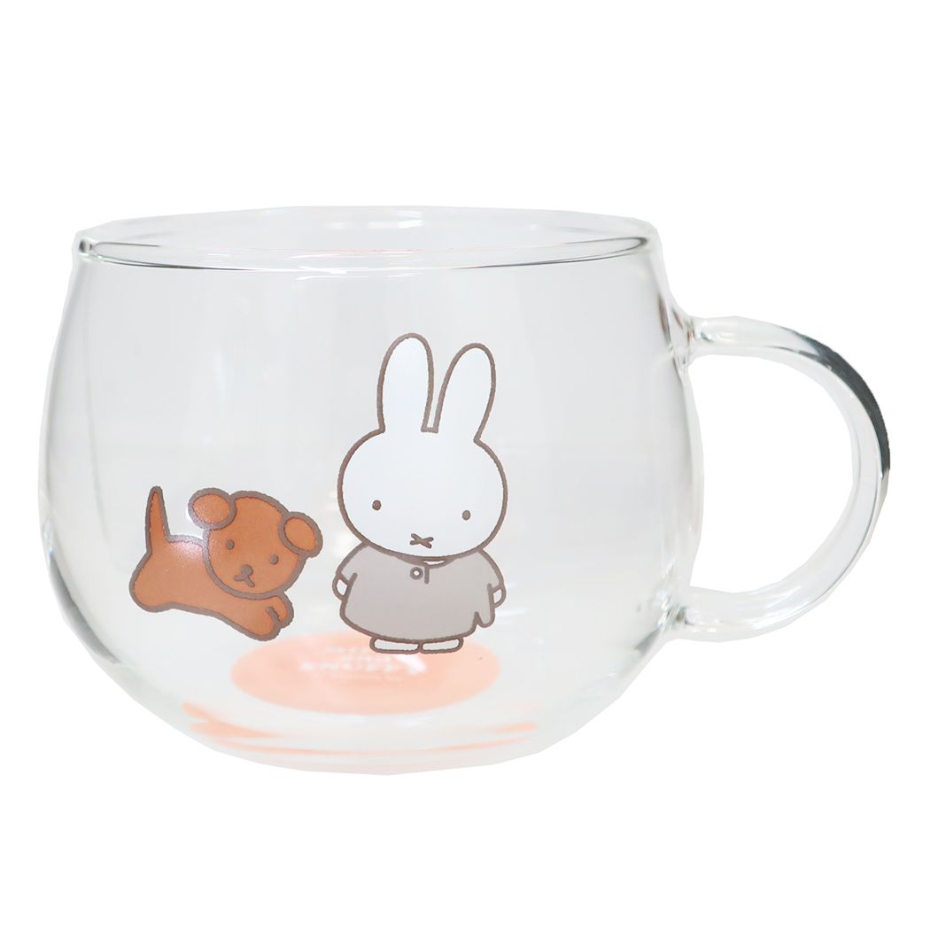 ミッフィー ディックブルーナ 絵本キャラクター マグカップ 耐熱ガラスマグ MIFFY and SNUFFY ピンク