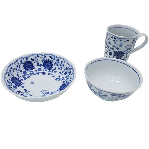 ピーナッツ スヌーピー 和食器ギフト 茶碗＆マグカップ＆小鉢 3点セット 藍唐草 キャラクター グッズ 金正陶器 ギフト雑貨 日本製食器 プ