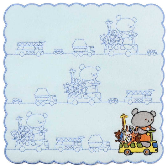 こぐまちゃんえほん ステッチハンカチ ミニタオル うんてんしゅ 絵本キャラクター