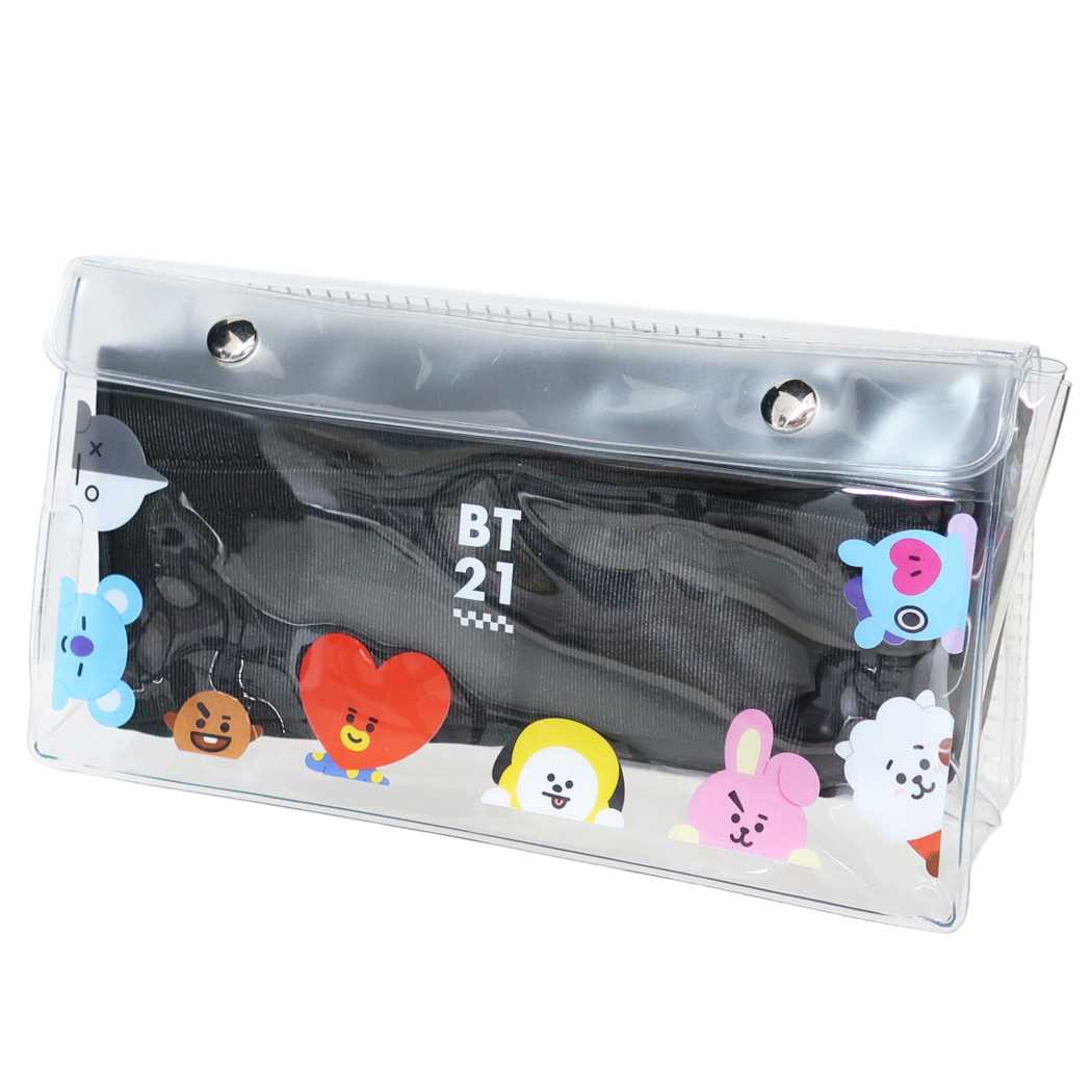BT21 LINE FRIENDS キャラクター ペンポーチ クリアハイペンケース アップ プレゼント 男の子 女の子 ギフト