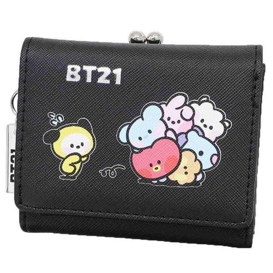 BT21 minini ミニウォレット 三つ折りコンパクト財布 ブラック LINE FRIENDS クラックス プレゼント 男の子 女