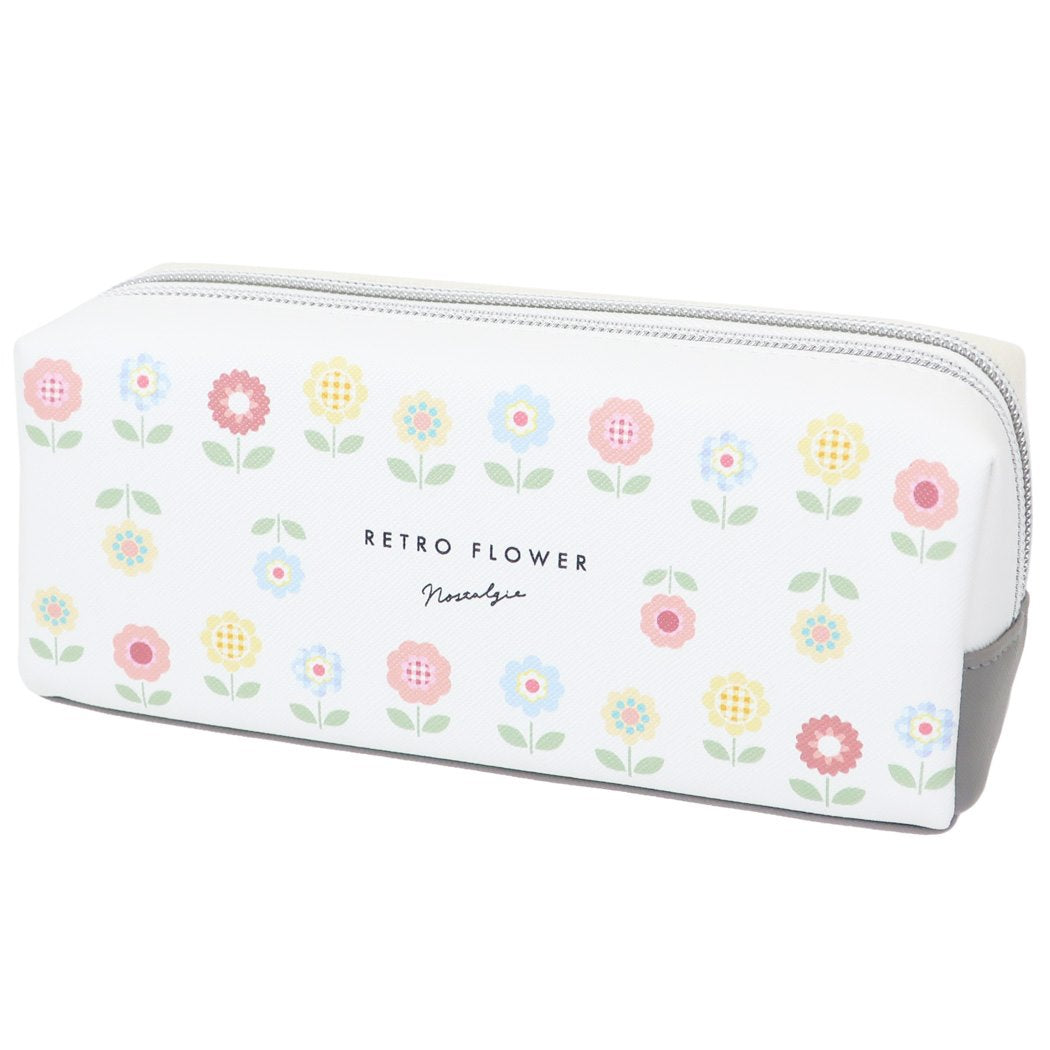 ペンポーチ レトロフラワー ツインファスナーペンケース レトロフラワー 筆箱 新学期準備文具 プレゼント 男の子 女の子 ギフト