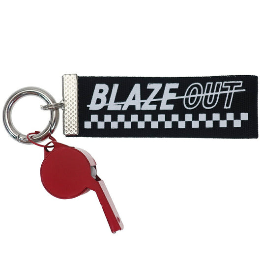 ホイッスル付き ロゴ テープ キーホルダー BLAZE OUT キーリング ブラック クラックス プチギフト プレゼント 男