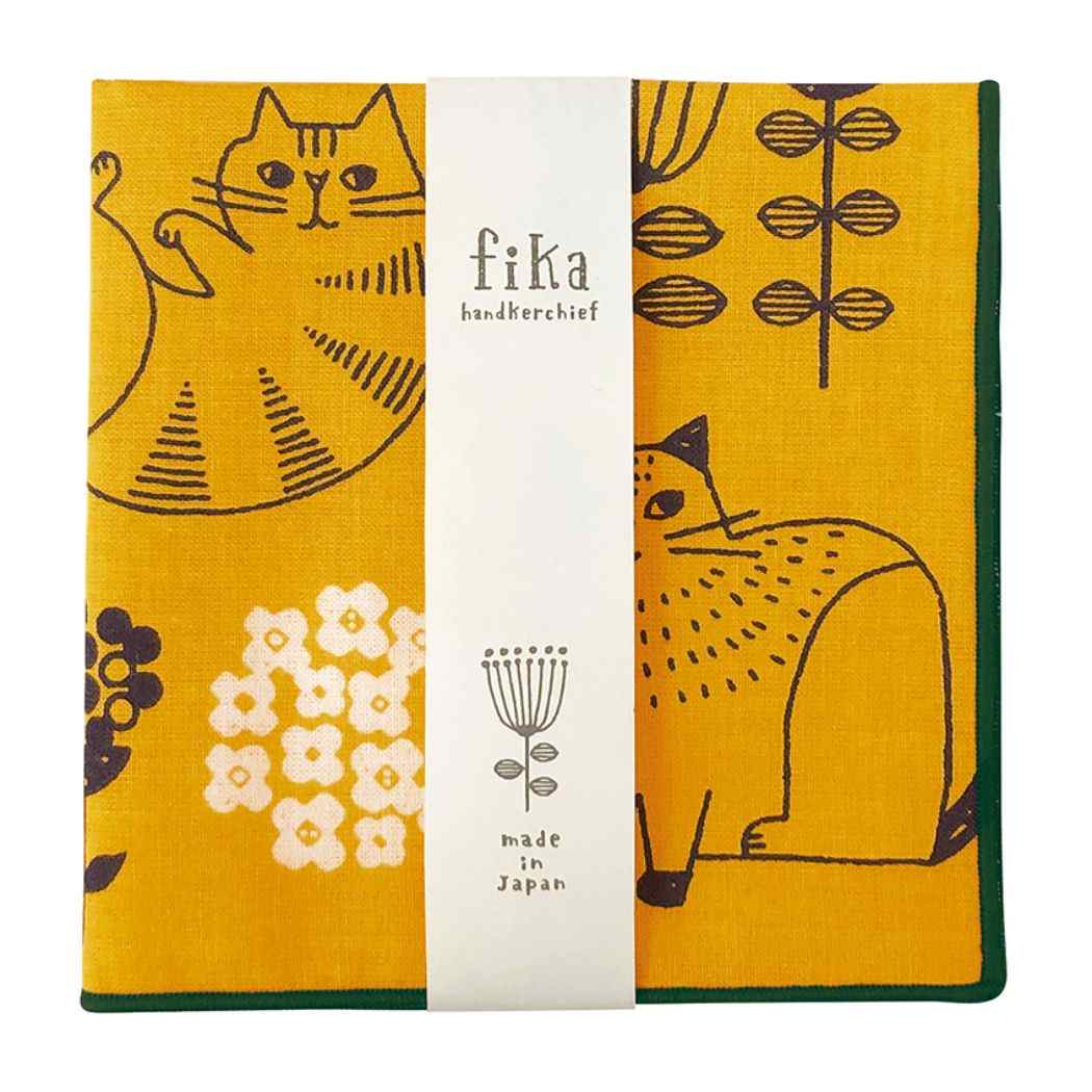 ミニタオル FIKA ハンカチ 猫と花 プレゼント 男の子 女の子 ギフト