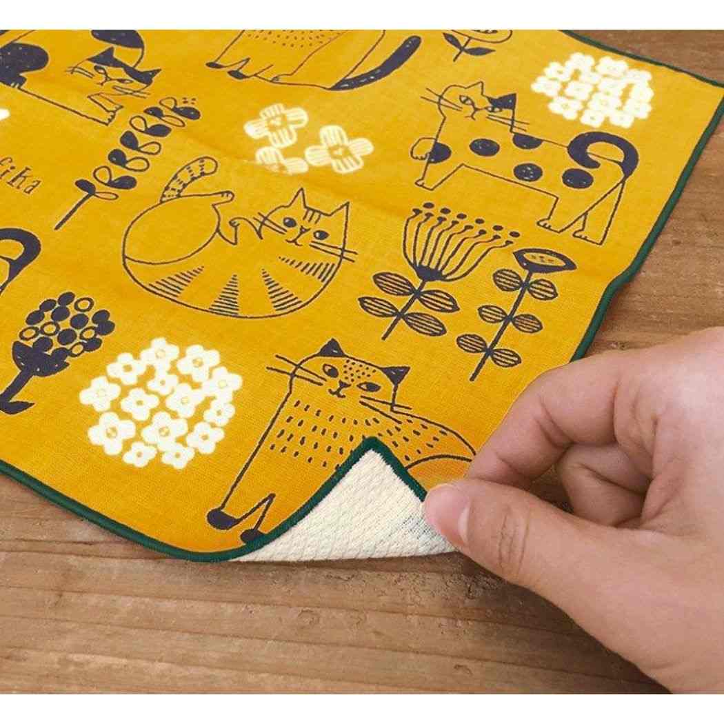 ミニタオル FIKA お年賀ハンカチ 猫と星 デコレ