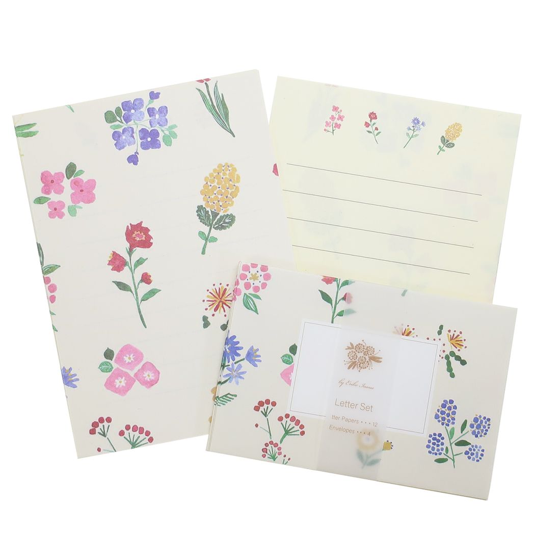 手渡し手紙セット イノウエエリコ ミニレターセット 花柄 ミニ便箋＆ミニ封筒