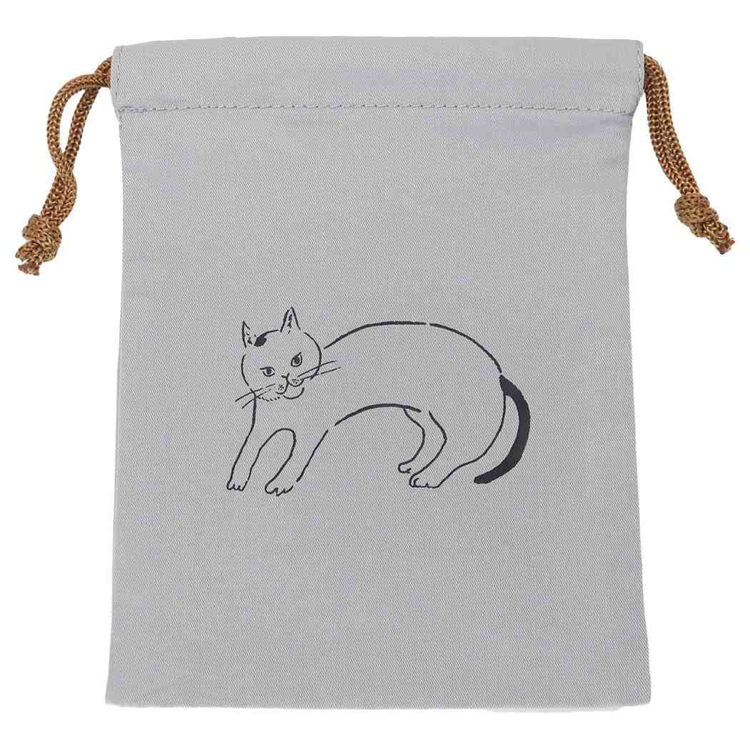巾着S yukino 巾着袋 ねこ ディバージョン GRAY